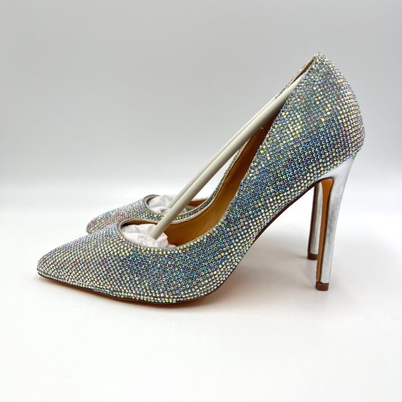 Steve Madden‎ Womens Altisha Rhinestone Jewel Encrusted Heels Pumps Shoes 6.5M - Picture 6 of 16